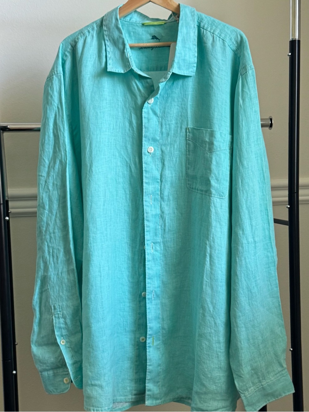 TOMMY BAHAMA Sea Glass Breezer BT Long Sleeve Linen Shirt Lawn Chair 3XL NWT